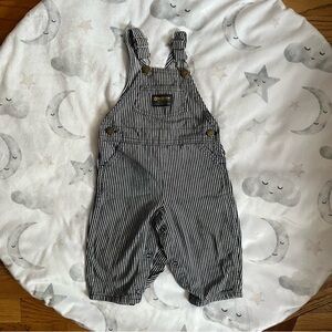 Vintage OshKosh B’Gosh Striped Black and White Overalls Size 12 Months